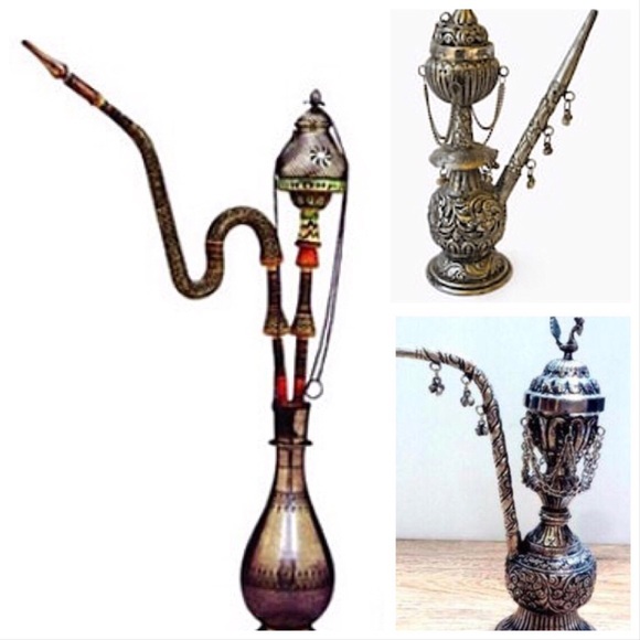 Vintage Accents Brass Hookah Vase Base Antique Large Carved Poshmark